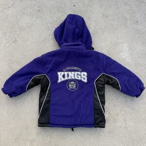 Vintage NBA Elevation Sacramento Kings Reversible Hooded Puffer Jacket Kids Sz 5